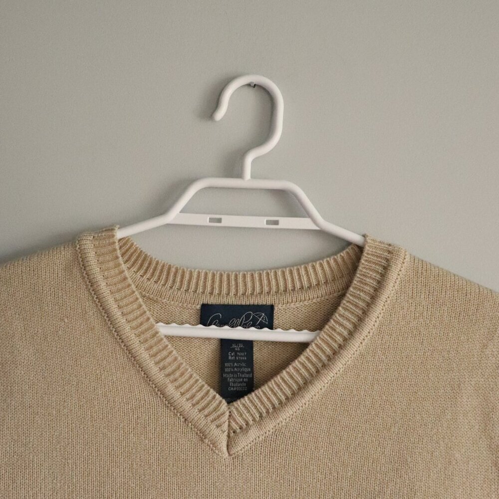 Arnold Palmer Men's Sz XL Tan‎ Sleeveless V-Neck Knit Ribbed Sweater Vest - Picture 3 of 9